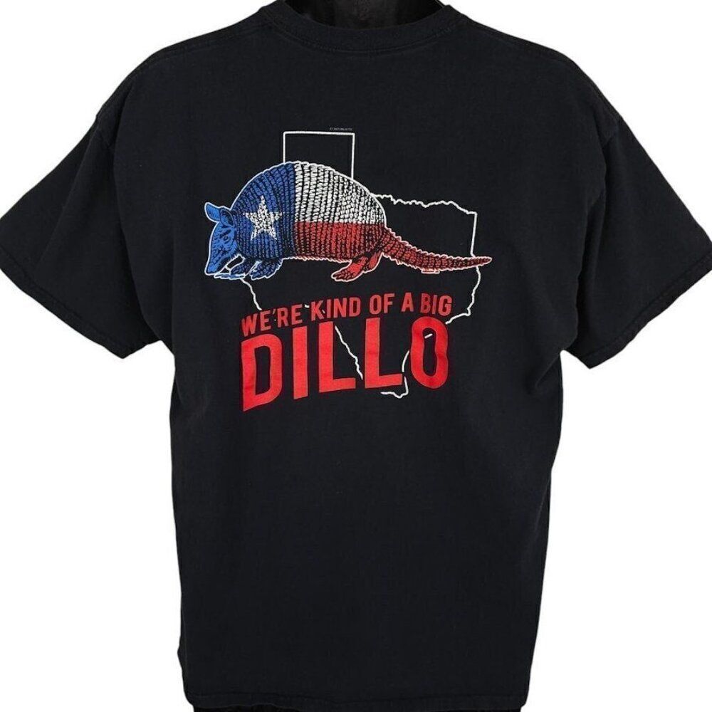 Vintage Texas Armadillo T Shirt Mens Size XL Black Kind Of A Big Dillo Funny